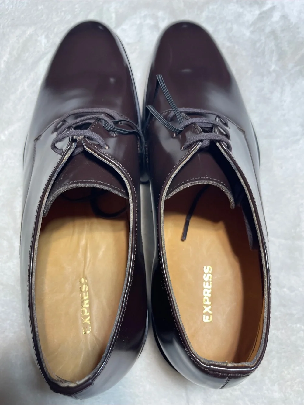 Express Men's Polished Dark Brown Derby Oxfords Size 8 Men’s